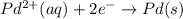 Pd^{2+}(aq)+2e^-\rightarrow Pd(s)