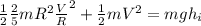 \frac{1}{2}\frac{2}{5}mR^2\frac{V}{R}^2+\frac{1}{2}mV^2= mgh_i