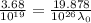 \frac{3.68}{10^{19}}=\frac{19.878}{10^{26}\lambda_0}