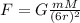 F=G\frac{mM}{(6r)^2}