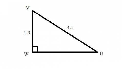 In δuvw, the measure of ∠w=90°, uv = 4.1 feet, and vw = 1.9 feet. find the measure of ∠v to the near