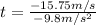t=\frac{-15.75 m/s}{-9.8 m/s^{2}}