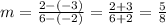 m=\frac{2-(-3)}{6-(-2)}=\frac{2+3}{6+2} =\frac{5}{8}