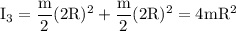 \rm I_3  = \dfrac{m}{2}(2R)^2+\dfrac{m}{2}(2R)^2 = 4mR^2