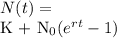 N(t) = \frac{KN_{0}e^{rt}}}{K + N_{0}(e^{rt} - 1)}