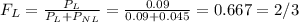 F_L=\frac{P_L}{P_L+P_{NL}}=\frac{0.09}{0.09+0.045}= 0.667=2/3