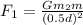F_{1}=\frac{Gm_{2}m}{\left (0.5d  \right )^{2}}