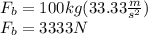 F_b=100kg(33.33\frac{m}{s^2})\\F_b=3333N