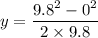 y=\dfrac{9.8^2-0^2}{2\times 9.8}