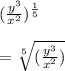 (\frac{y^3}{x^2})^{\frac{1}{5}}\\\\=\sqrt[5]{(\frac{y^3}{x^2})}