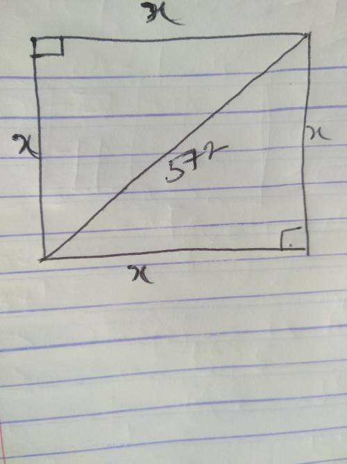 (5. find the side length of a square with diagonal of length 572 . draw it