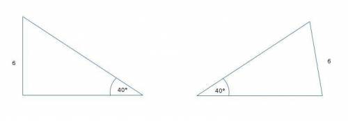 Draw and sketch two non congruent triangles each with side 6cm and an angle measuring 40
