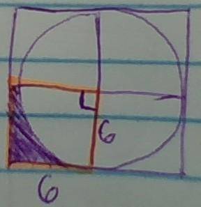 Find the area of the shaded portion in the square. show all work for full credit. (hint:  assume the