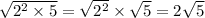 \sqrt{2^2\times 5}=\sqrt{2^2}\times \sqrt{5}=2\sqrt5