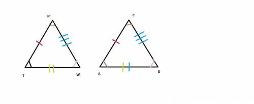 Given that ∆mtw ≅ ∆cad, which segments are corresponding parts of the congruent triangles?