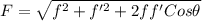 F= \sqrt{f^{2} + f'^{2} + 2 ff' Cos \theta}