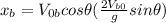 x_{b}=V_{0b}cos \theta(\frac{2V_{b0}}{g}sin \theta)