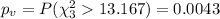 p_v = P(\chi^2_{3} 13.167)=0.0043