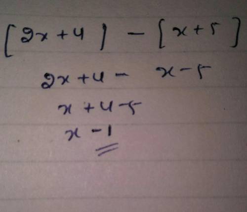 [2x+4] -[-x+5 ]subtract linear expressions