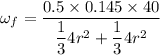 \omega_f=\dfrac{0.5\times 0.145\times 40}{\dfrac{1}{3}4 r^2+\dfrac{1}{3}4 r^2}