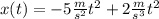 x(t)=-5\frac{m}{s^{2} } t^{2} + 2 \frac{m}{s^{3} } t^{2}