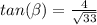 tan(\beta)=\frac{4}{\sqrt{33}}