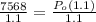 \frac{7568}{1.1}=\frac{P_o(1.1)}{1.1}