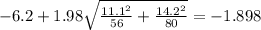 -6.2+1.98\sqrt{\frac{11.1^2}{56}+\frac{14.2^2}{80}}}=-1.898