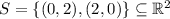 S=\{(0,2),(2,0)\}\subseteq \mathbb{R}^2