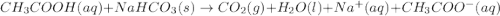 CH_3COOH(aq)+NaHCO_3(s)\rightarrow CO_2(g)+H_2O(l)+Na^+(aq)+CH_3COO^-(aq)