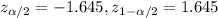 z_{\alpha/2}=-1.645, z_{1-\alpha/2}=1.645