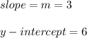 slope=m=3\\\\y-intercept =6