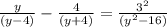 \frac{y}{\left(y-4\right)}-\frac{4}{\left(y+4\right)}=\frac{3^2}{(y^2-16)}