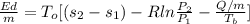 \frac{Ed}{m} = T_{o}[(s_{2} -s_{1}) - Rln\frac{P_{2} }{P_{1} } - \frac{Q/m}{T_{b} }]