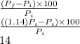 \frac{(P_{f} - P_{i})\times100}{P_{i}} \\\frac{((1.14) P_{i} - P_{i})\times100}{P_{i}} \\14