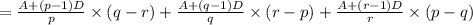 =\frac{A+(p-1)D}{p}\times (q-r)+\frac{A+(q-1)D}{q}\times (r-p)+\frac{A+(r-1)D}{r}\times (p-q)