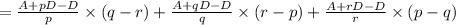 =\frac{A+pD-D}{p}\times (q-r)+\frac{A+qD-D}{q}\times (r-p)+\frac{A+rD-D}{r}\times (p-q)