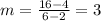 m=\frac{16-4}{6-2}=3