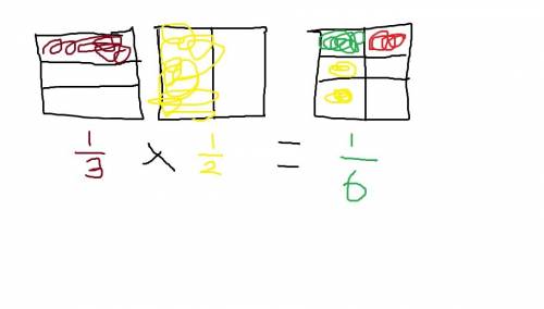 Create a model to prove your answer for 1/3 * 1/2=