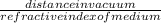 \frac{distance in vacuum}{refractive index of medium}