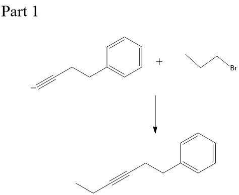 This molecule can be synthesized from an alkyne anion and an alkyl bromide. however, there are two w