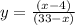 y = \frac {(x-4)} {(33-x)}