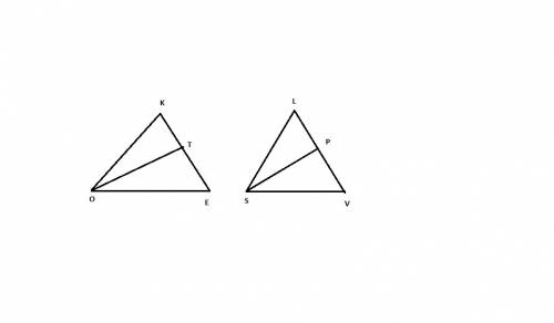 Given:  △koe∼△lsv, ot and sp are angle bisectors prove:  ot/te = sp/pv