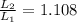\frac{L_2}{L_1}=1.108