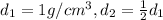 d_1 = 1 g/cm^3, d_2 = \frac{1}{2} d_1