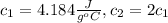 c_1 = 4.184 \frac{J}{g^oC}, c_2 = 2c_1