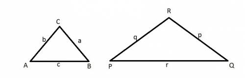 (04.02 lc) triangle abc is similar to triangle pqr, as shown below:  two similar triangles abc and p