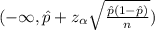 (-\infty,\hat p +z_{\alpha}\sqrt{\frac{\hat p (1-\hat p)}{n}})