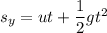 s_y = u t + \dfrac{1}{2}gt^2