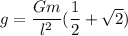 g=\dfrac{Gm}{l^2}(\dfrac{1}{2}+\sqrt{2})